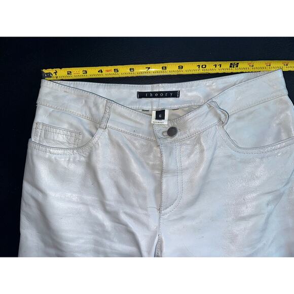 THEORY OFF WHITE LAMB LEATHER JEANS MADE IN ITALY 6 - Picture 5 of 9